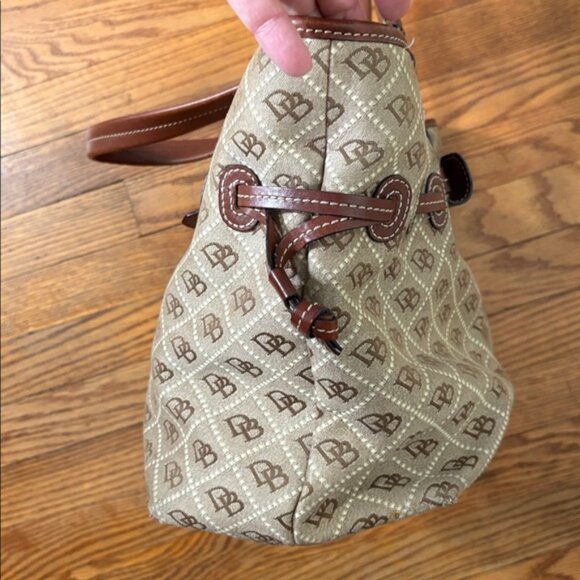 Vintage Dooney & Bourke Monogram Chiara Tote Bag Purse Brown - Picture 7 of 16